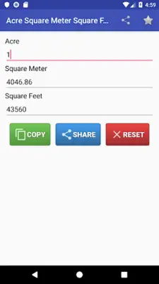 Acre Square Meter Square Feet Converter android App screenshot 1